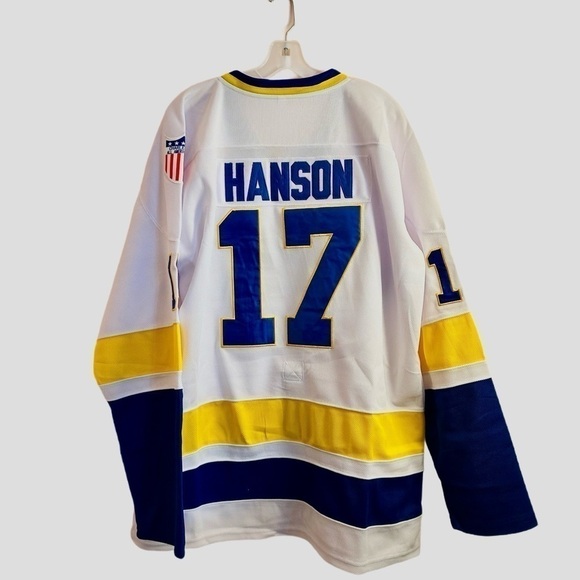 Men's Classic White #17 “Slap Shot” Inspired Hockey Jersey - Size XL - NWT - Picture 8 of 8